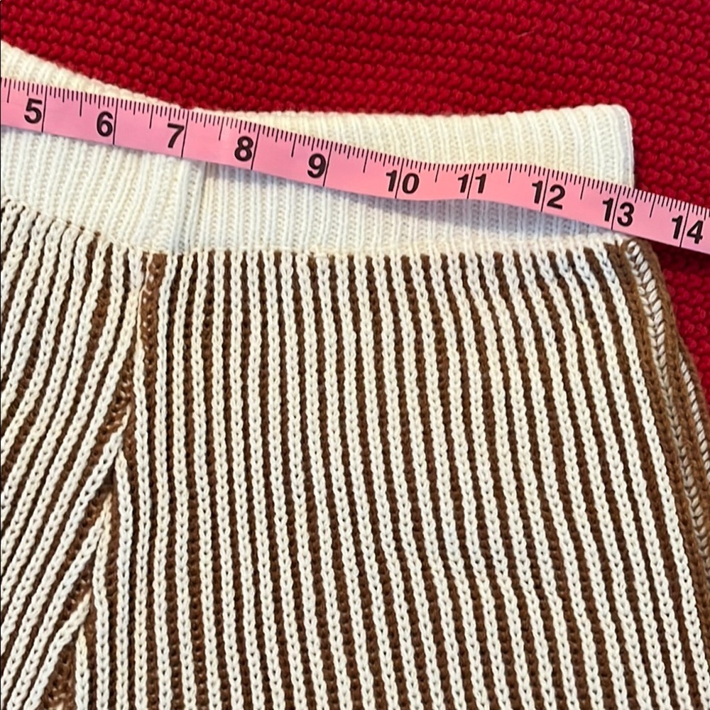 BiBi White and Brown Sweater Pants And Top With Ribbed Knit Design Size XL - Picture 11 of 15